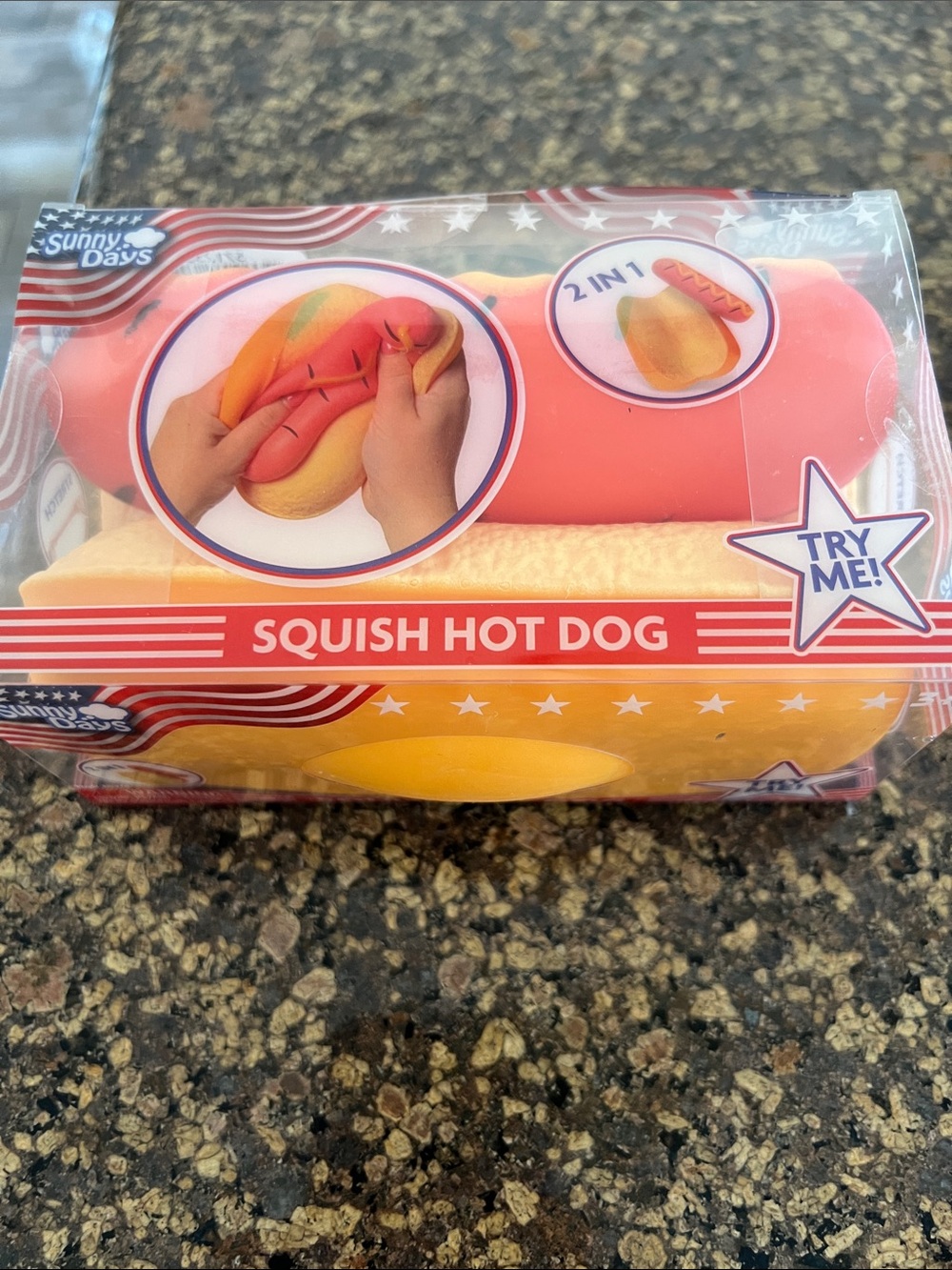Squish Hot Dog Toy - Pink Bun & Yellow Bun